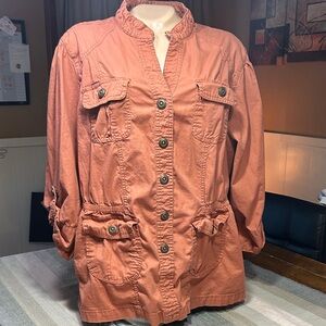 Dress Barn Coral Utility Jacket with Button Pockets